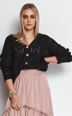 Budget ???? Makadamia Black V Neck Sweater Fastened With Gold Buttons ???? -Aftershock London Shop unnamed file 418