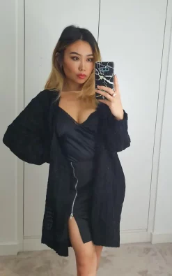 Wholesale ⭐ GIGILAND UK Black Longline Knitted Cardigan With Pockets ????