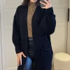 Discount ???? SIGNAGE Oversized Black Knit Longline Cardigan With Pockets And Balloon Sleeves ????