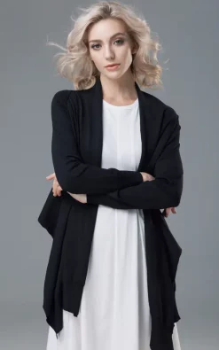 Best Pirce ???? Voya Knitted Black Wrap Cardigan ????