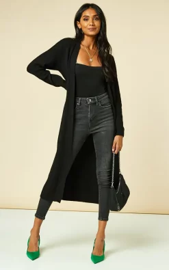 Cheapest ✨ Object Longline Open Front Cardigan In Black ????