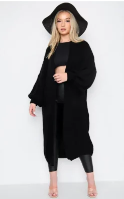 Deals ???? GIGILAND UK Black Bell Sleeve Oversized Longline Cardigan ????