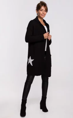 Hot Sale ???? MOE Hooded Star Longline Cardigan Black Silver ✔️ -Aftershock London Shop unnamed file 454