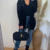 New ???? CY Boutique Cardigan With Pearl Embellishment On Shoulder In Black ????