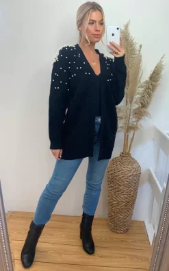 New ???? CY Boutique Cardigan With Pearl Embellishment On Shoulder In Black ???? -Aftershock London Shop unnamed file 464