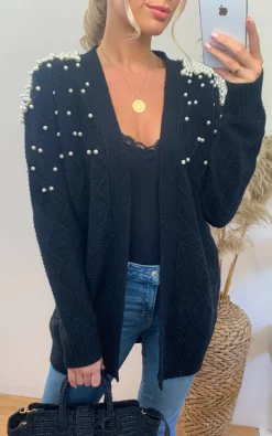 New ???? CY Boutique Cardigan With Pearl Embellishment On Shoulder In Black ???? -Aftershock London Shop unnamed file 465