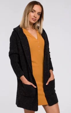 Top 10 ❤️ MOE Comfortable Chunky Knit Hooded Cardigan In Black ???? -Aftershock London Shop unnamed file 482