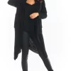 Best Pirce ???? AWAMA Open Front Cardigan With Large Pockets In Black ⌛