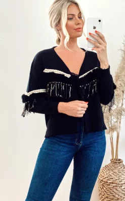 Buy ???? CY Boutique Black Cropped Cardigan With Tassel Fringe & Faux Fur ???? -Aftershock London Shop unnamed file 502