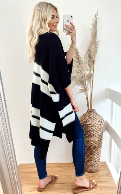 Deals ???? CY Boutique Knitted Poncho Cape In Black And White Stripe ???? -Aftershock London Shop unnamed file 520
