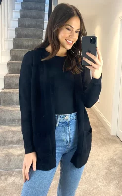 Best deal ???? ONLY Knitted Cardigan With Pockets In Black ????