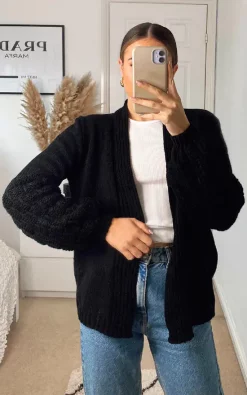 Best deal ???? IKRUSH Josie Knitted Balloon Sleeve Cardigan In Black ????