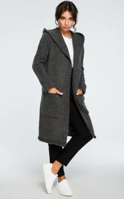 Buy ???? MOE Graphite Hooded Long Cardigan ????