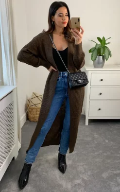 Wholesale ✔️ JJXX Maxi Cardigan In Dark Brown ????