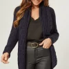 Promo ❤️ Love Exclusive Chunky Pleat Long Cardigan In Navy ????