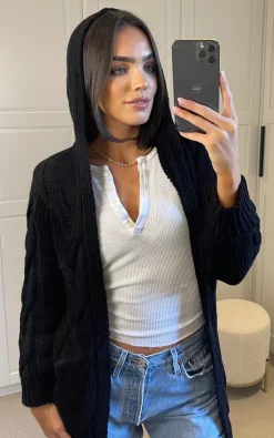 Wholesale ???? Aftershock London Cable Knit Hooded Cardigan In Black ???? -Aftershock London Shop unnamed file 65