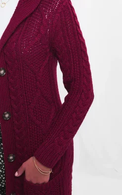 Buy ✔️ Joe Browns Captivating Cable Knit Hooded Cardigan In Berry ✨ -Aftershock London Shop unnamed file 652