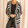 Budget ???? Gini London Grey Stripe Chunky Knit Longline Cardigan ????