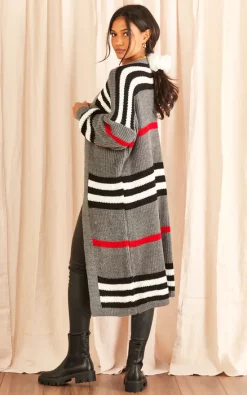 Budget ???? Gini London Grey Stripe Chunky Knit Longline Cardigan ???? -Aftershock London Shop unnamed file 660