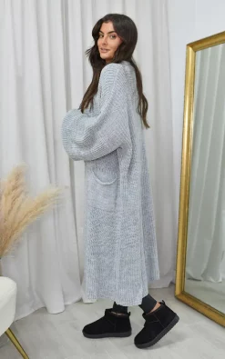 Outlet ???? IKRUSH Piper Longline Balloon Sleeve Knitted Cardigan In Grey ???? -Aftershock London Shop unnamed file 663