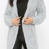 Outlet ???? IKRUSH Lexi Cable Knit Long Line Hooded Cardigan In Grey ✔️