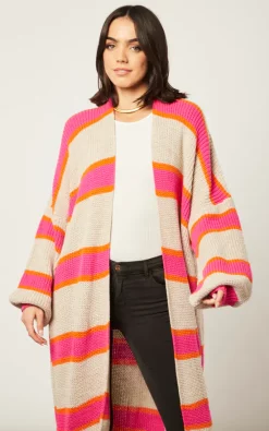 Flash Sale ✔️ Jenerique Multicolour Longline Cardigan In Beige/Pink ????