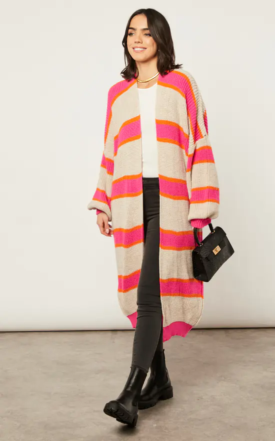 Flash Sale ✔️ Jenerique Multicolour Longline Cardigan In Beige/Pink ???? 2 Flash Sale ✔️ Jenerique Multicolour Longline Cardigan In Beige/Pink ???? - Image 2