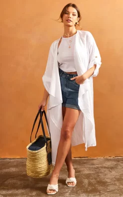 Hot Sale ???? Bella And Blue Long Waterfall Cardigan In White ????