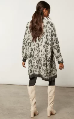 Best Sale ???? Religion Longline Fame Cardigan In Grey Leopard Spot Jacquard ⭐ -Aftershock London Shop unnamed file 696