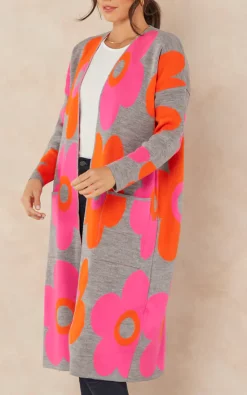 Promo ???? Jenerique Floral Print Longline Cardigan In Fuchsia/Orange ❤️ -Aftershock London Shop unnamed file 713