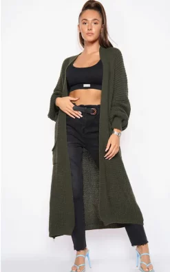 Cheapest ???? GIGILAND UK Khaki Bell Sleeve Oversized Longline Cardigan ????