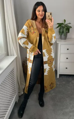 Wholesale ???? APRICOT Mustard Aztec Longline Hooded Cardigan ???? -Aftershock London Shop unnamed file 718