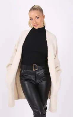 Top 10 ???? Pretty Moi Beige Longline Knitted Open Cardigan One Size Fit (10 16) ???? -Aftershock London Shop unnamed file 725