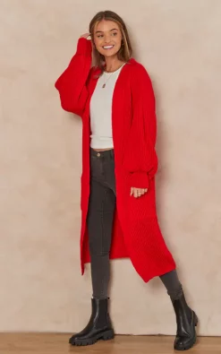 New ???? Gini London Red Long Knitted Cardigan ⌛ -Aftershock London Shop unnamed file 729