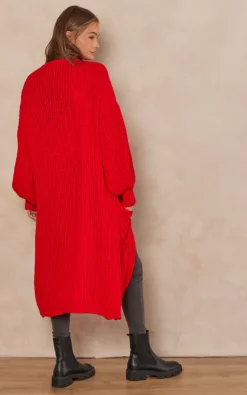 New ???? Gini London Red Long Knitted Cardigan ⌛ -Aftershock London Shop unnamed file 730
