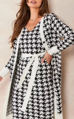 New ???? Jenerique 2 In 1 Knitted ???? Dress Cardigan Set In Black/White ????