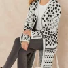 Promo ⌛ Jenerique Black/White Longline Cardigan In Polka Dot / Stripe Print ????