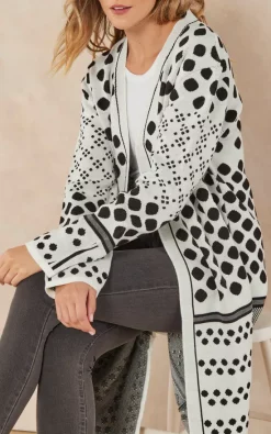 Promo ⌛ Jenerique Black/White Longline Cardigan In Polka Dot / Stripe Print ???? -Aftershock London Shop unnamed file 756