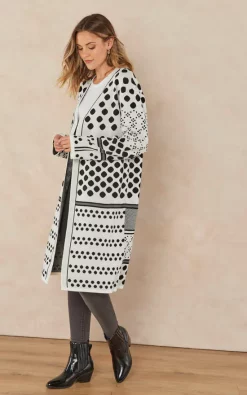 Promo ⌛ Jenerique Black/White Longline Cardigan In Polka Dot / Stripe Print ???? -Aftershock London Shop unnamed file 757