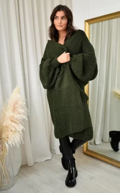 Flash Sale ???? IKRUSH Piper Longline Balloon Sleeve Knitted Cardigan In Khaki ???? -Aftershock London Shop unnamed file 760