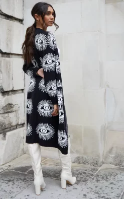 Top 10 ⭐ Liquorish Eye Pattern Longline Cardigan In Black ???? -Aftershock London Shop unnamed file 764