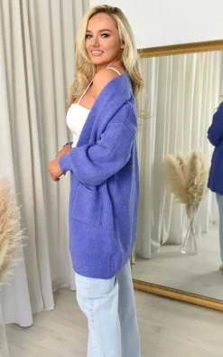 Cheap ✔️ IKRUSH Aoife Longline Knitted Cardigan With Pocket Detail In Purple ???? -Aftershock London Shop unnamed file 772