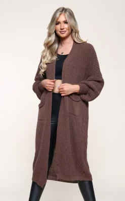 New ???? GIGILAND UK Brown Bell Sleeve Oversized Longline Cardigan ????