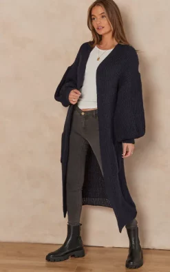 Wholesale ???? Gini London Navy Long Knitted Cardigan ????