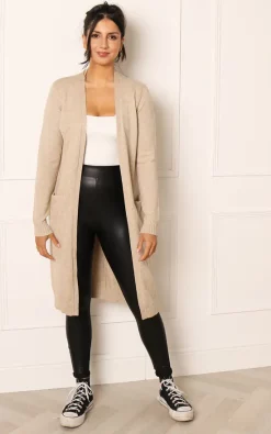 Wholesale ???? One Nation Clothing Long Throw On Midi Cardigan In Oatmeal Beige ????