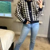 Best Pirce ???? Yumi Houndstooth Cardigan In Black ????