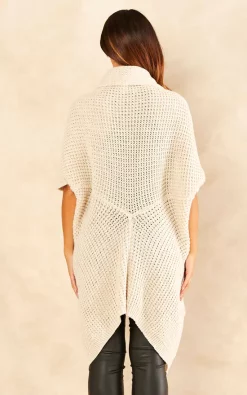 Flash Sale ❤️ Love Quebec Longline Roll Front Slouch Knit Cardigan In Cream ⌛ -Aftershock London Shop unnamed file 809