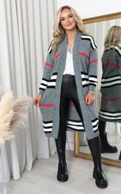 Outlet ???? IKRUSH Natalia Long Length Knitted Check Cardigan In Grey ???? -Aftershock London Shop unnamed file 816