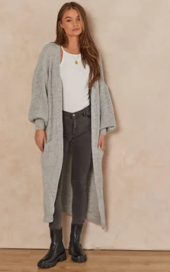 Promo ???? Gini London Light Grey Long Knitted Cardigan ✨