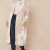 Coupon ???? Jenerique Floral Print Longline Cardigan In Pink/Beige ✨